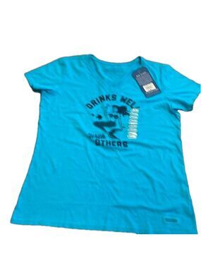 Life is Good M blue Mermaid printed short sleeve tshirt. NWT.
